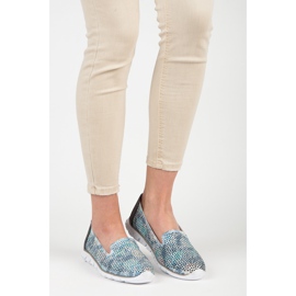 Vinceza Prolamované kožené lordy šedá modrý 1