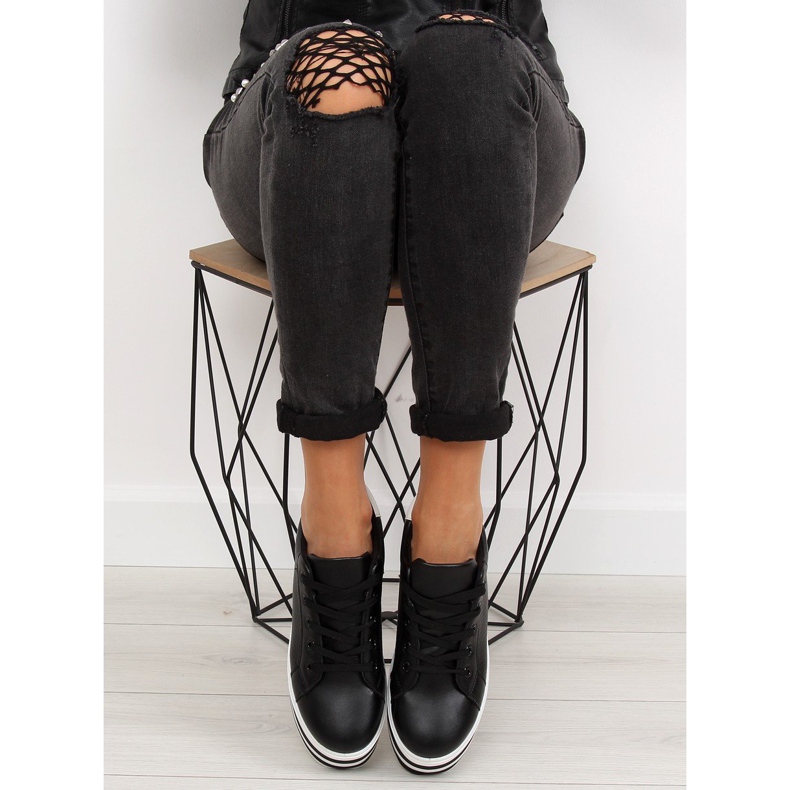 Černé černé tenisky s vysokou podrážkou černá 2