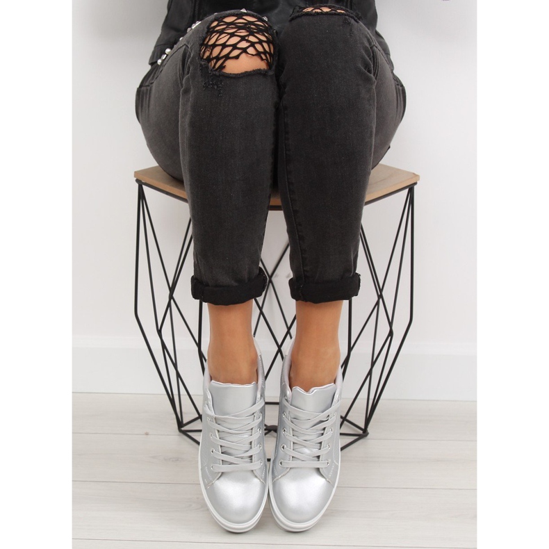 Stříbrné tenisky NB183P Stříbrné tenisky na vysoké podrážce šedá 2