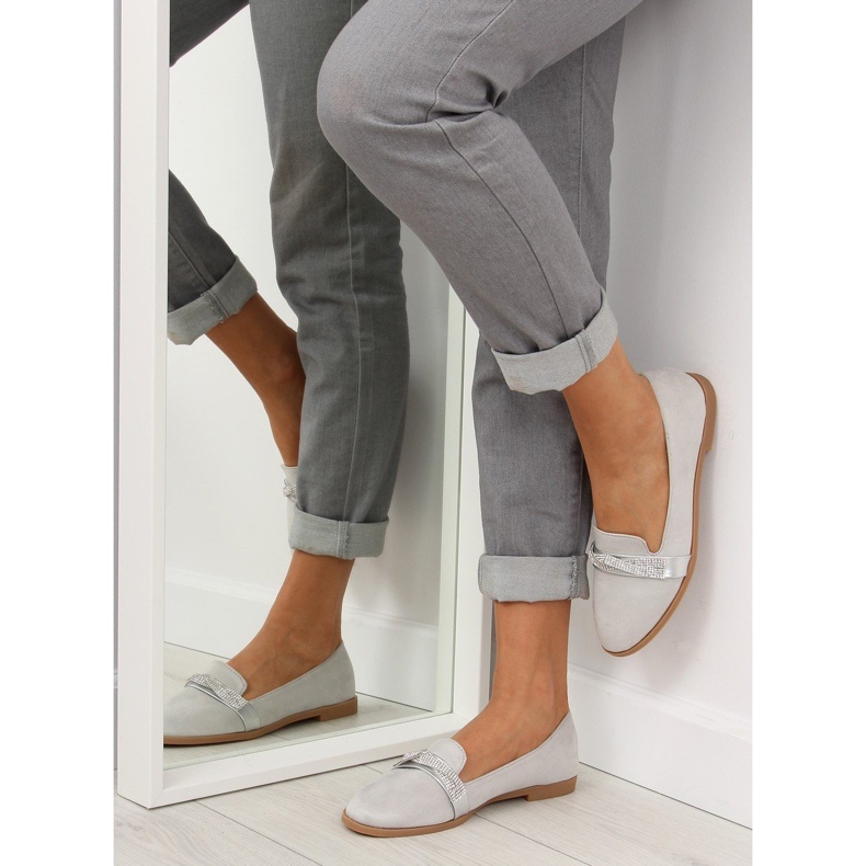 Šedé Dámské šedé mokasíny H8-110 Šedé šedá 1