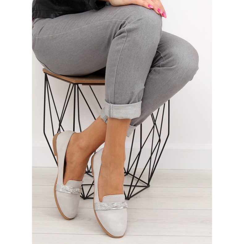 Šedé Dámské šedé mokasíny H8-110 Šedé šedá 2