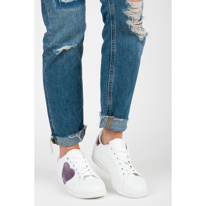 Bílé tenisky se srdíčkem bílý fialový 1