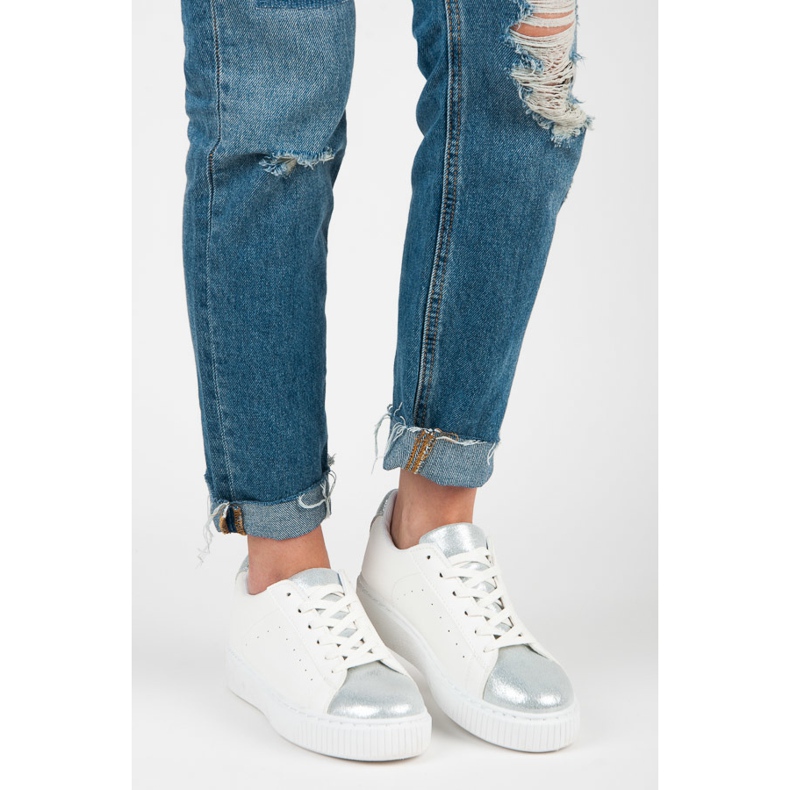 Vázané tenisky s hadím potiskem bílý šedá 1