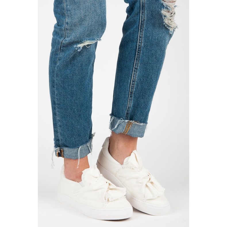 Nazouvací tenisky s mašlí bílý 2