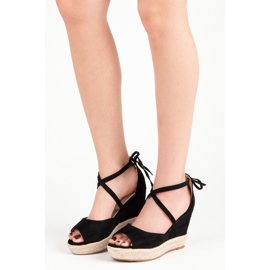 Seastar Vázané espadrilky na klínku černý 1