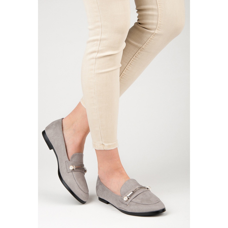 Seastar Mokasíny s perlami šedá 2