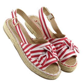 Červené pruhované sandály espadrilky červený 1