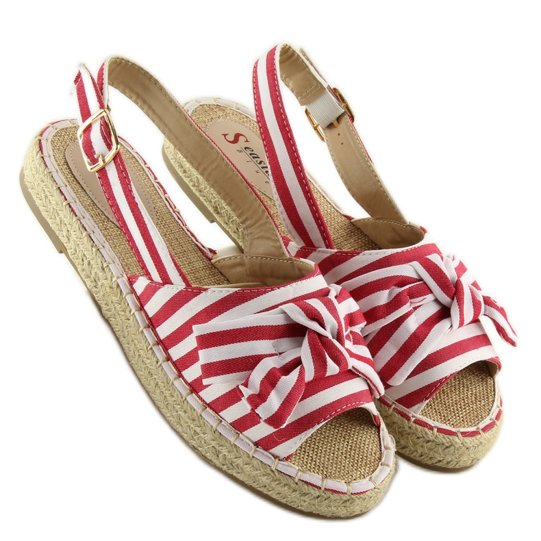 Červené pruhované sandály espadrilky červený 1