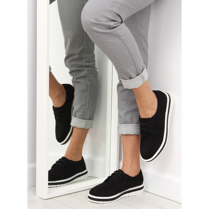 Černé černé šněrované mokasíny černá 1