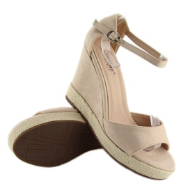 Sandály na klínku béžové béžové espadrilky béžový 2 Sandály na klínku béžové béžové espadrilky béžový 2