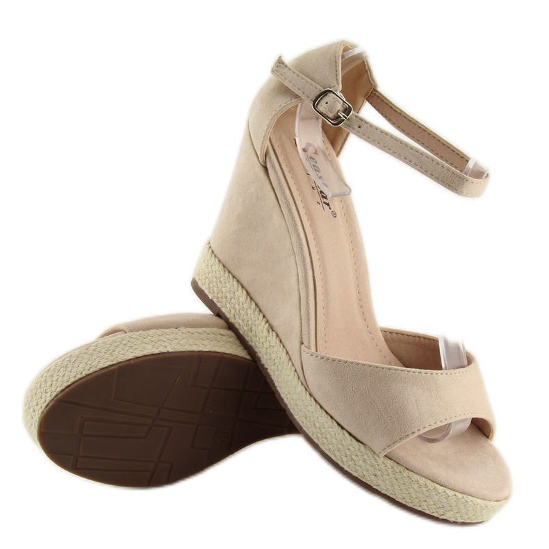 Sandály na klínku béžové béžové espadrilky béžový 2 Sandály na klínku béžové béžové espadrilky béžový 2