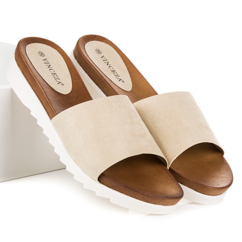 Béžové semišové pantofle vinceza béžový 1