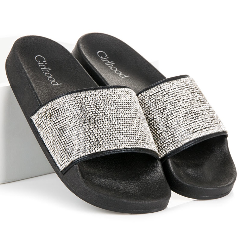 Girlhood Černé pantofle s krystaly černá 1