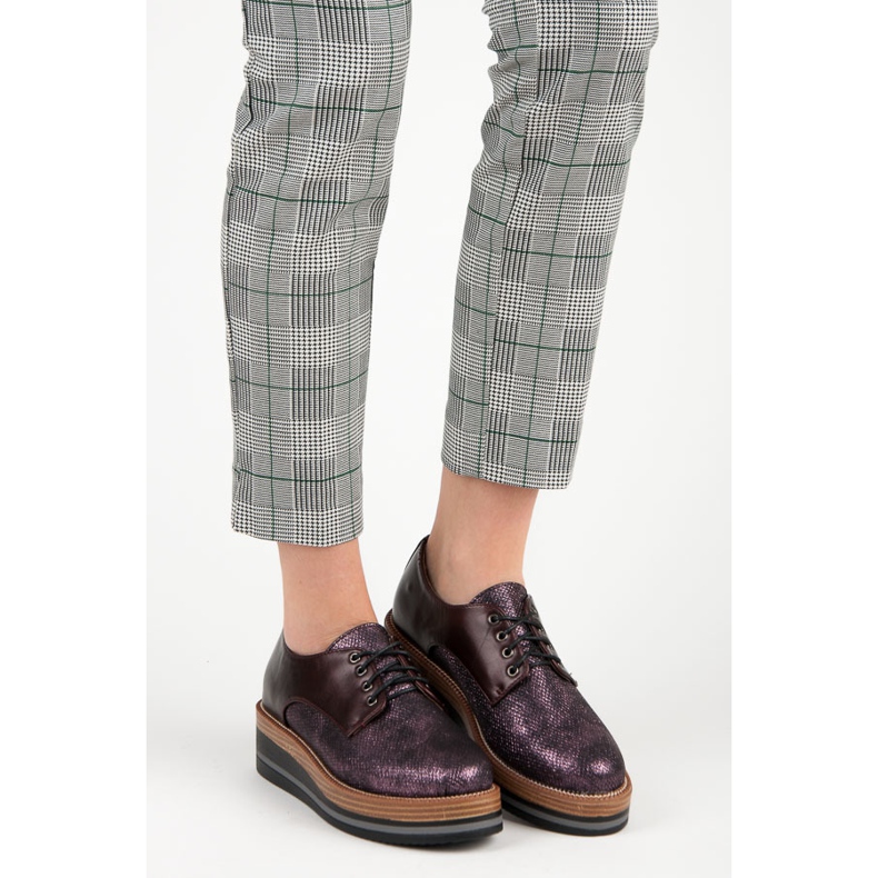 Kylie Stylové vínové boty na klínku červené 1