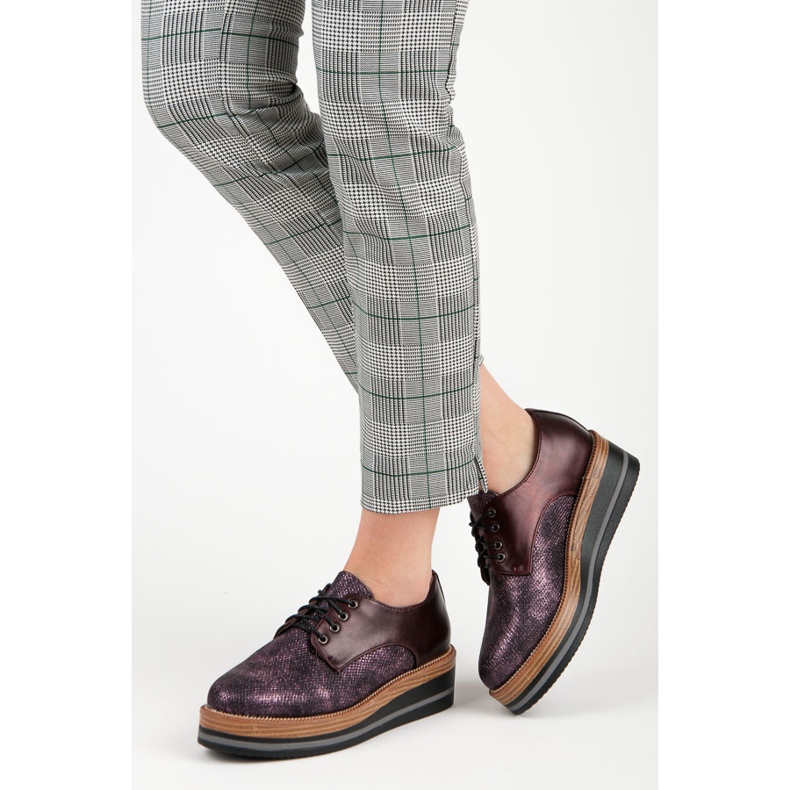 Kylie Stylové vínové boty na klínku červené 2