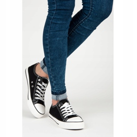 Klasické černé vázané tenisky žen černý 2