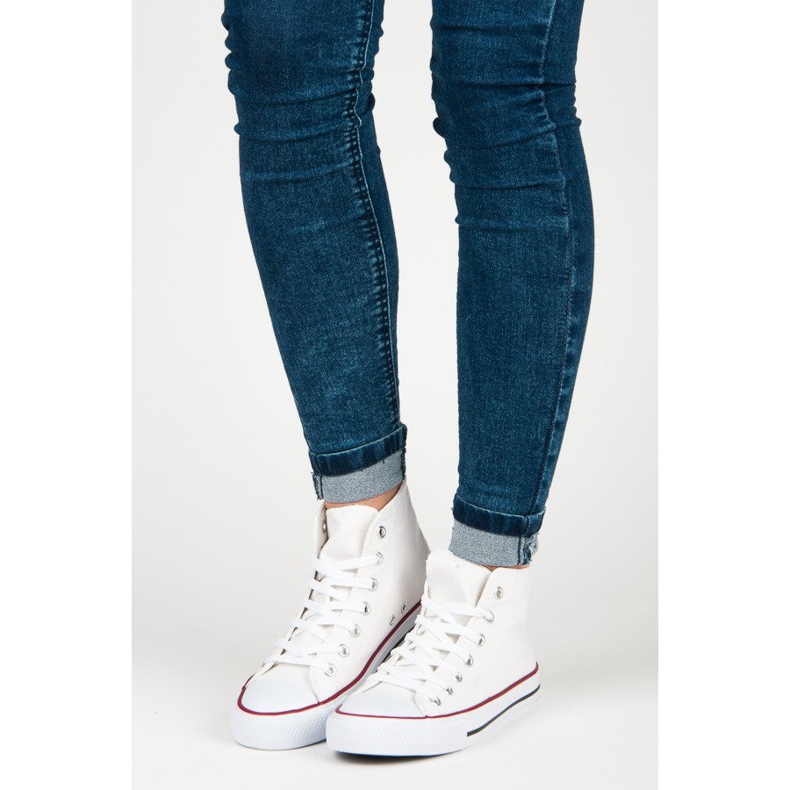 Šněrovací tenisky nad kotník bílý 1