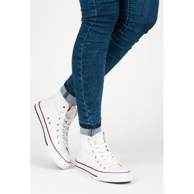 Šněrovací tenisky nad kotník bílý 2