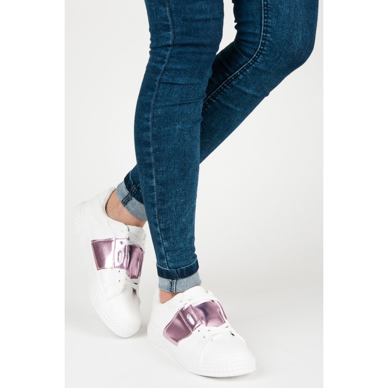 Bílé módní tenisky bílý fialový 2