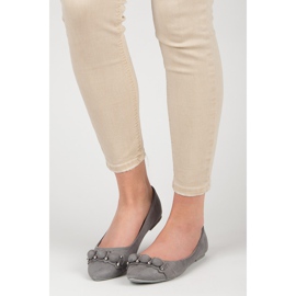 Seastar Semišové baleríny s výstřihem do V šedá 1 Seastar Semišové baleríny s výstřihem do V šedá 1