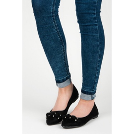 Seastar Semišové baleríny s výstřihem do V černá 1 Seastar Semišové baleríny s výstřihem do V černá 1