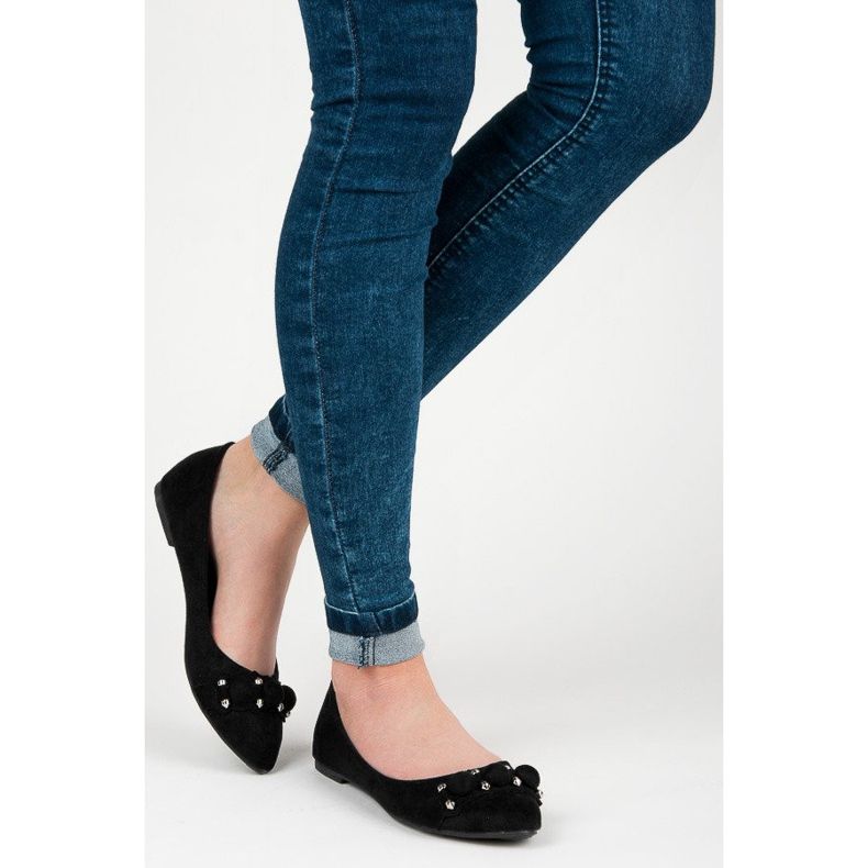 Seastar Semišové baleríny s výstřihem do V černá 2 Seastar Semišové baleríny s výstřihem do V černá 2