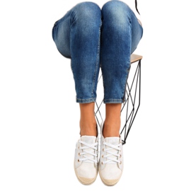 Bílé šněrovací espadrilky tenisky B-140 White bílý 2
