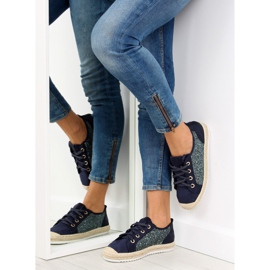 Námořnicky modré šněrovací espadrilky tenisky B-140 DK.BLUE námořnická modř 1