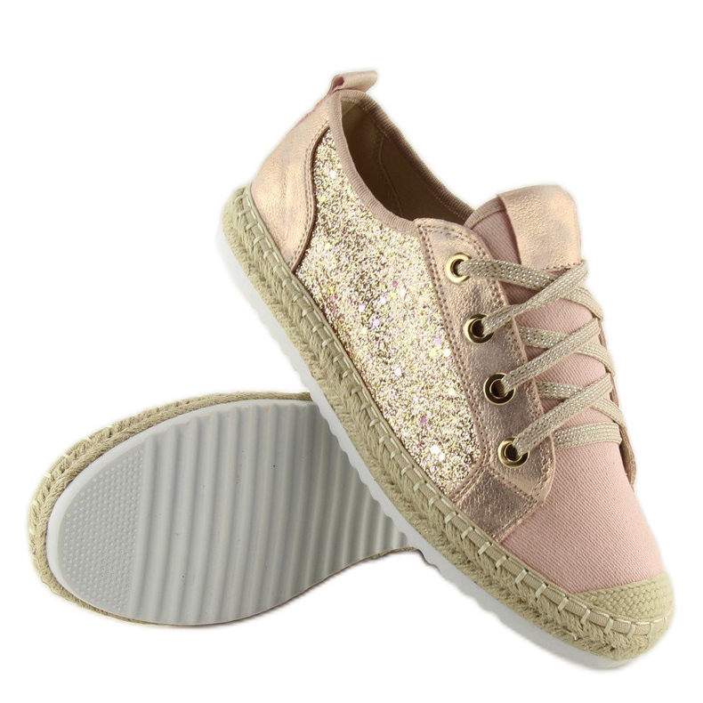 Růžové šněrované espadrilky tenisky B-140 Pink růžový 1