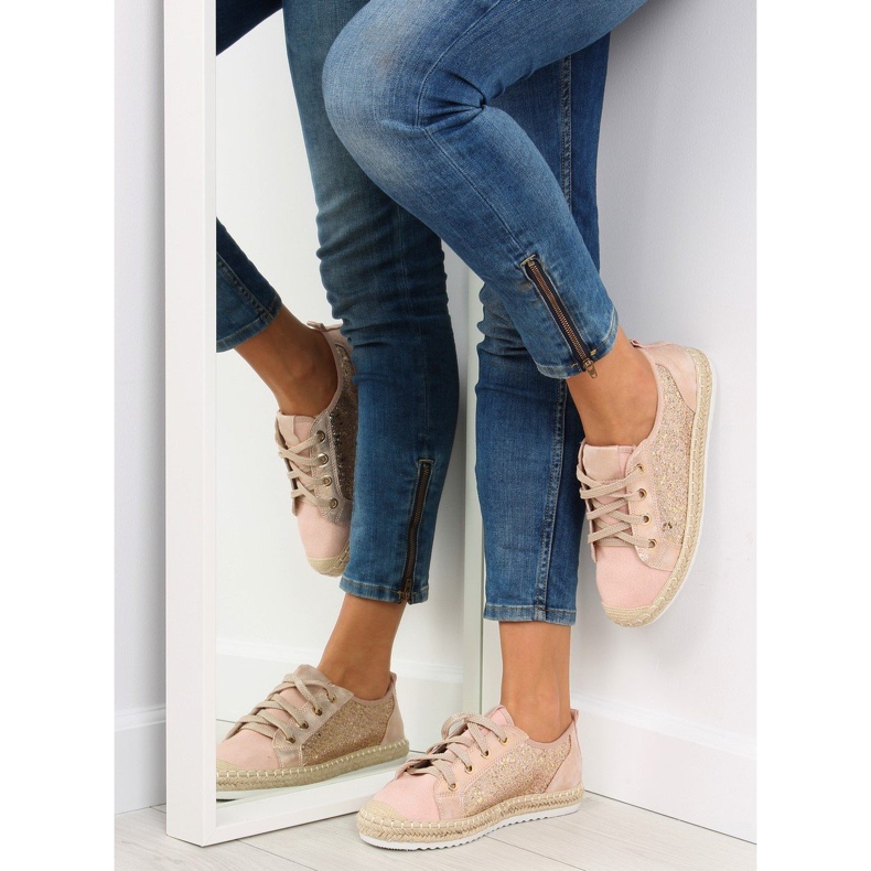 Růžové šněrované espadrilky tenisky B-140 Pink růžový 2