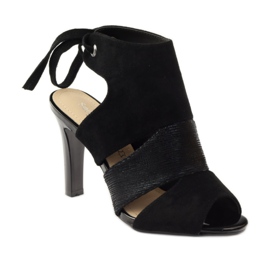 Sergio Leone 1489 vázané semišové sandály černý 1