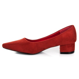 Best Shoes Semišové lodičky na nízkém podpatku červené 1