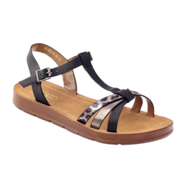 Filippo Dámské sandály leopard 103 černé černý šedá 1