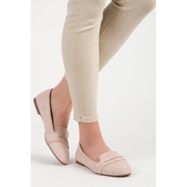 Small Swan Semišové mokasíny s třpytkami růžový 2