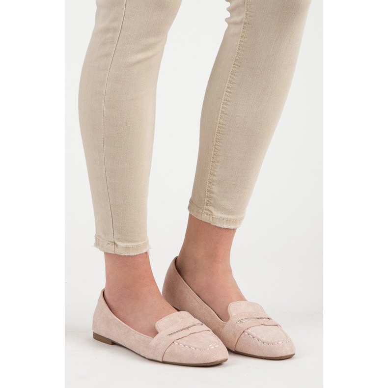 Small Swan Semišové mokasíny s třpytkami růžový 1