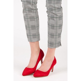 Semišové lodičky na vysokém podpatku červené 1 Semišové lodičky na vysokém podpatku červené 1