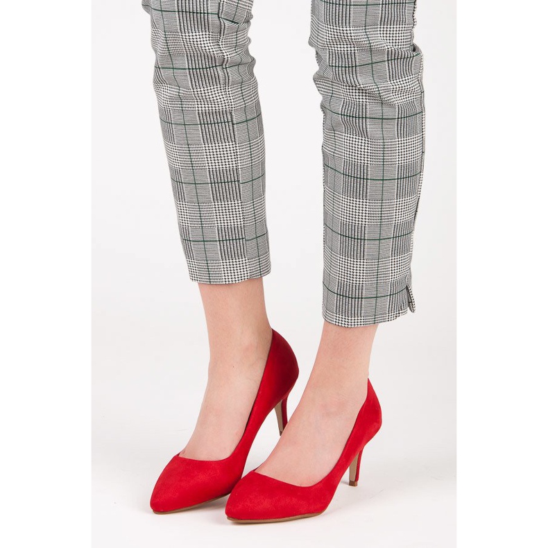 Semišové lodičky na vysokém podpatku červené 1 Semišové lodičky na vysokém podpatku červené 1