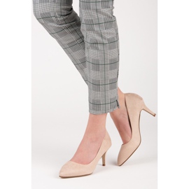 Semišové lodičky na vysokém podpatku hnědý 2