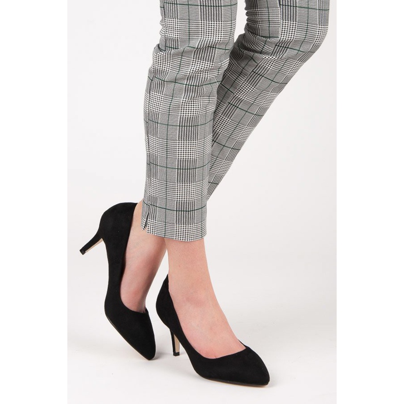 Semišové lodičky na vysokých podpatcích černá 2