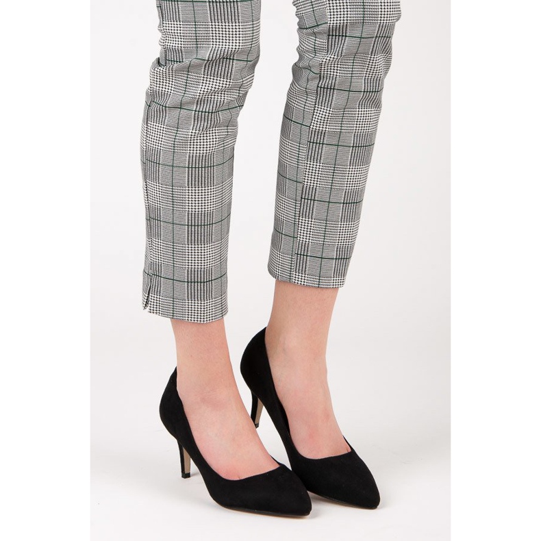 Semišové lodičky na vysokých podpatcích černá 1