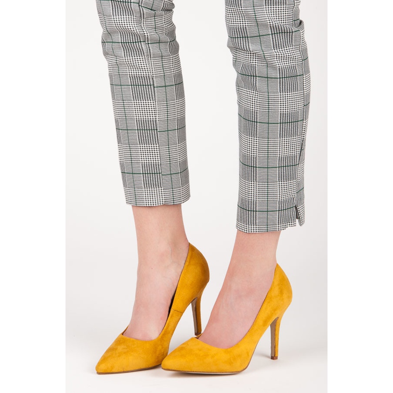 Žluté semišové podpatky žlutá 2