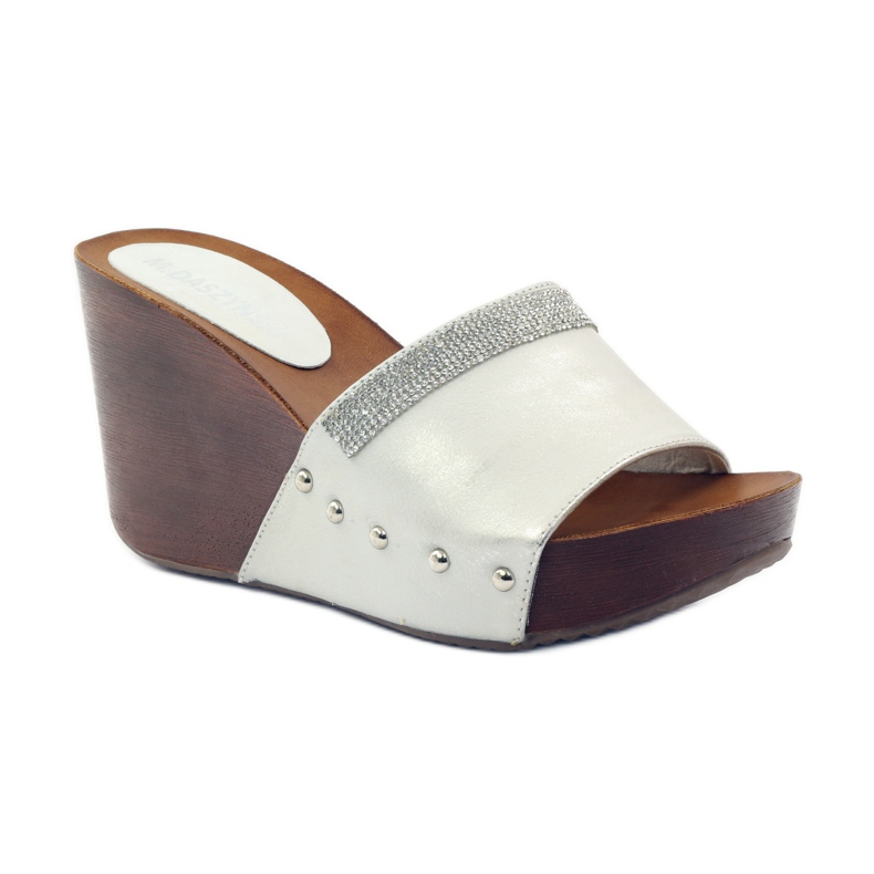 M.Daszyński Klínové pantofle Daszyński se kubickým zirkonem šedá 1