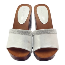 M.Daszyński Klínové pantofle Daszyński se kubickým zirkonem šedá 4