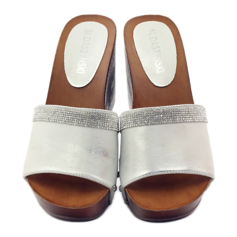 M.Daszyński Klínové pantofle Daszyński se kubickým zirkonem šedá 4