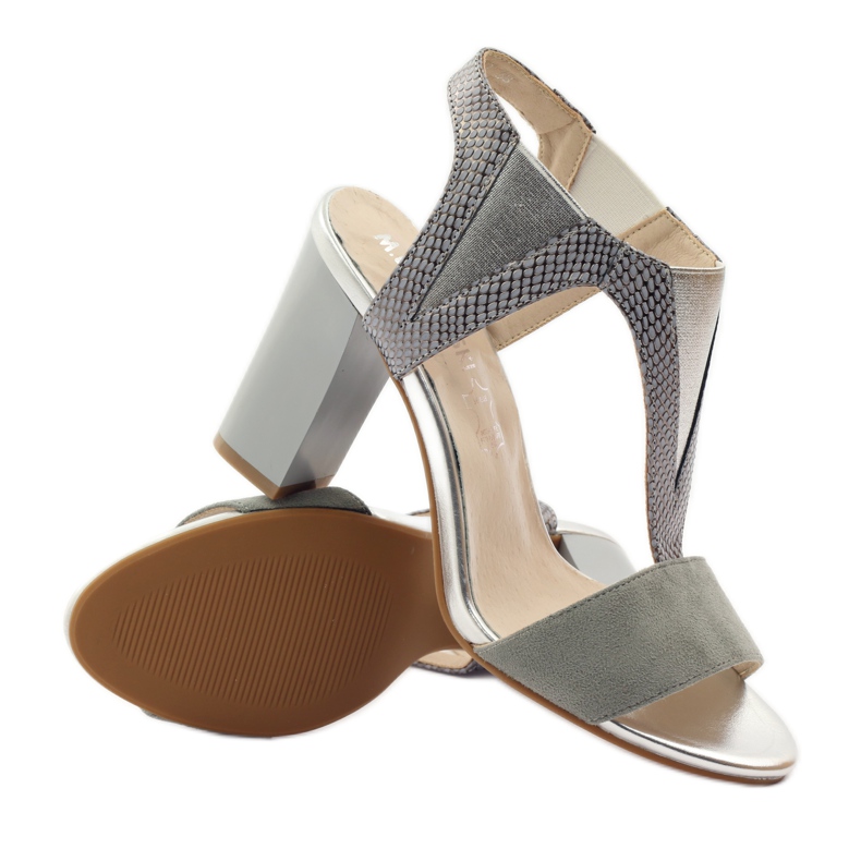 M.Daszyński Kožené sandály Daszyński šedé šedá 3