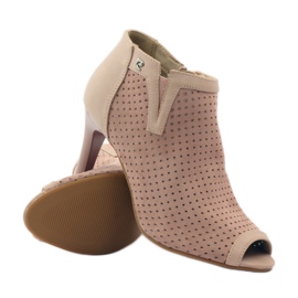 M.Daszyński Prolamované boty s koženou vložkou Daszyński růžový 3