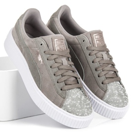 Puma Suede Platform Peblle WN`S šedá 1