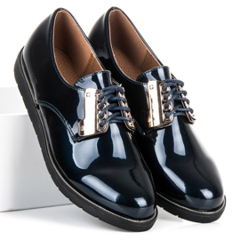 Best Shoes Pohodlné lakované boty modrý 1