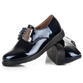 Best Shoes Pohodlné lakované boty modrý 2