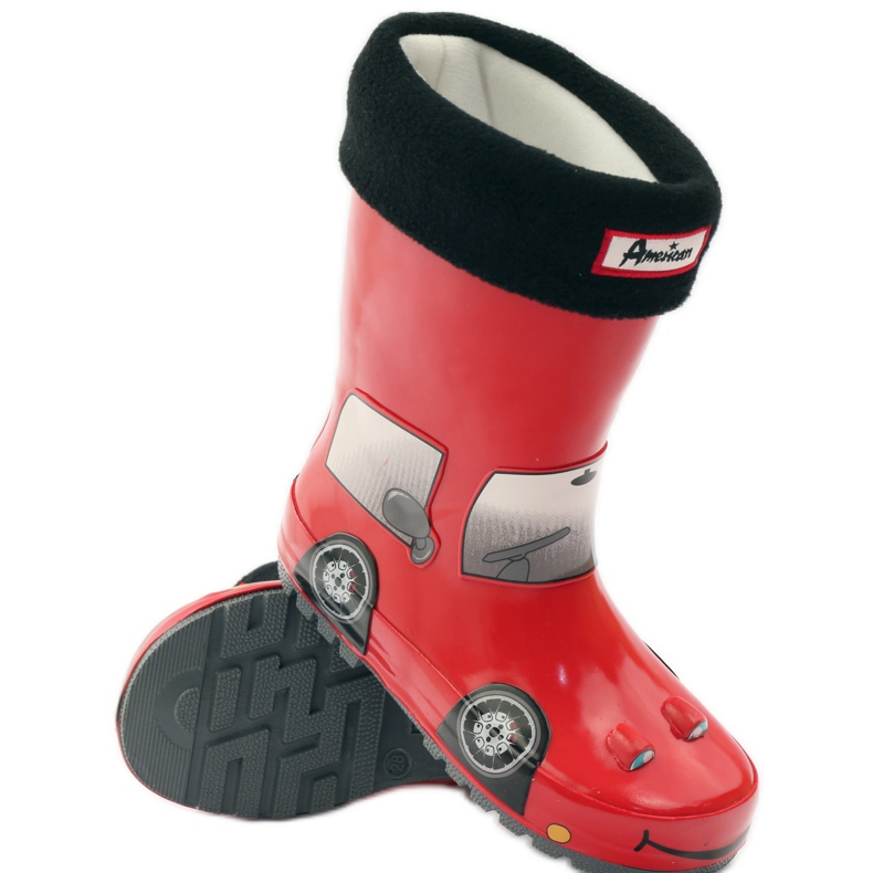 American Club Galoše ponožka plus vložka RED CAR červené šedá černá 3